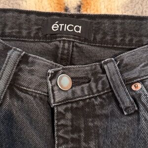 Etica Finn Twist Seam Straight Leg Jeans in Obsidian Size 28